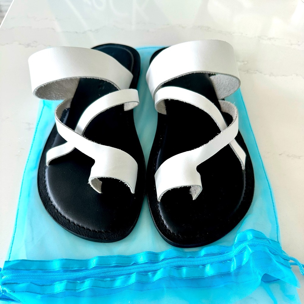 Men’s White Trina Turk leather sandals.  Brand new , never used.